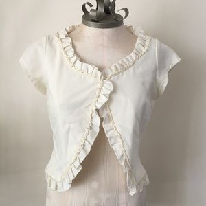 Anthropologie Ivory Ruffled Jacket